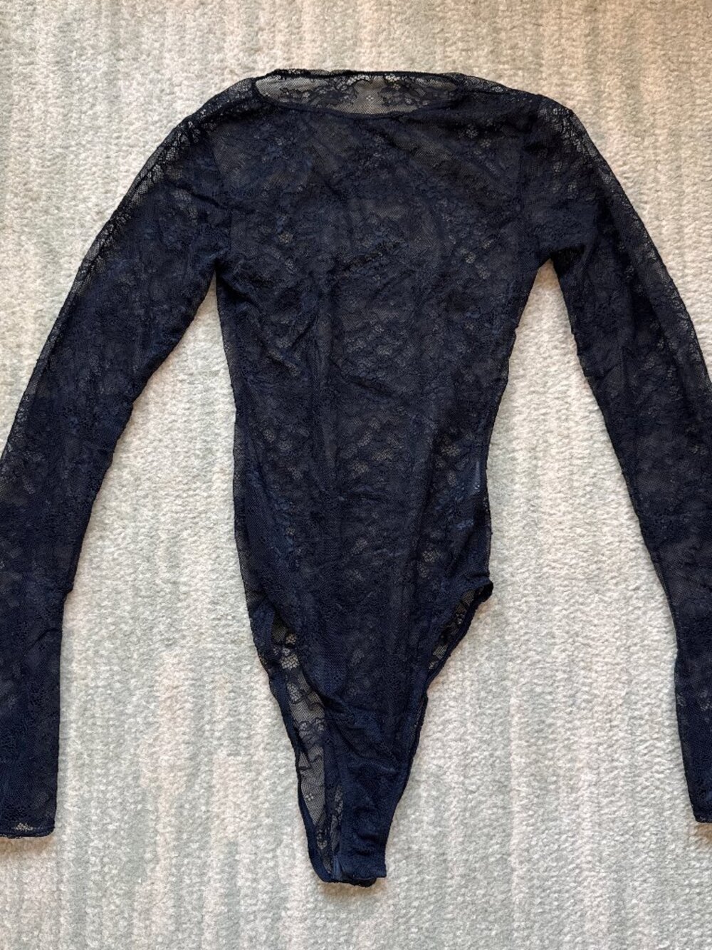 Black lace long sleeve bodysuit